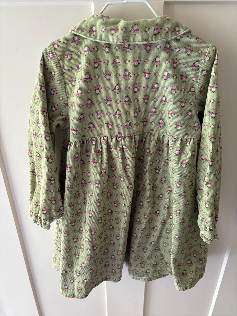 Vintage Gymboree Green Floral Corduroy Fall Dress 5 Girl Detective Line Prarie
